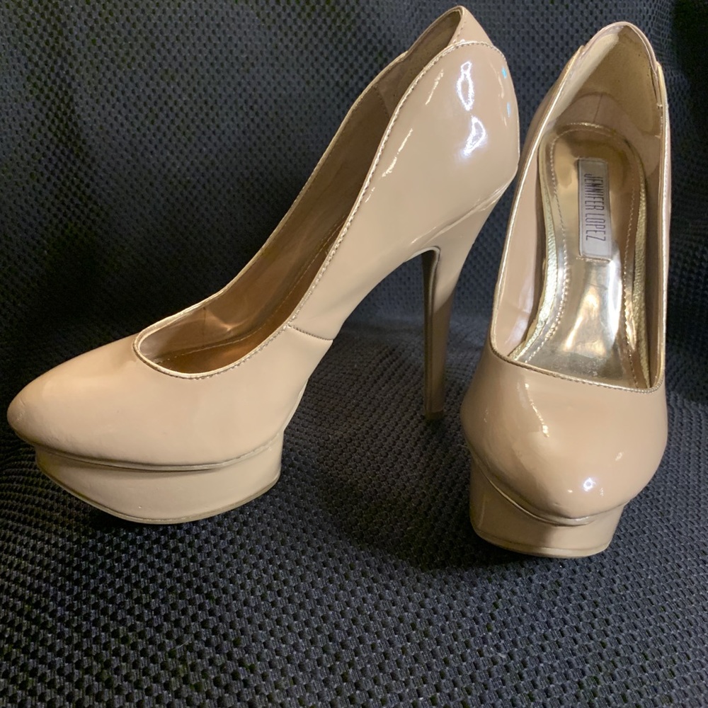 Nude platform heels